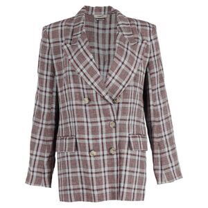 Étoile Isabel Marant Laney Checked Double-Breasted Blazer in Red Linen